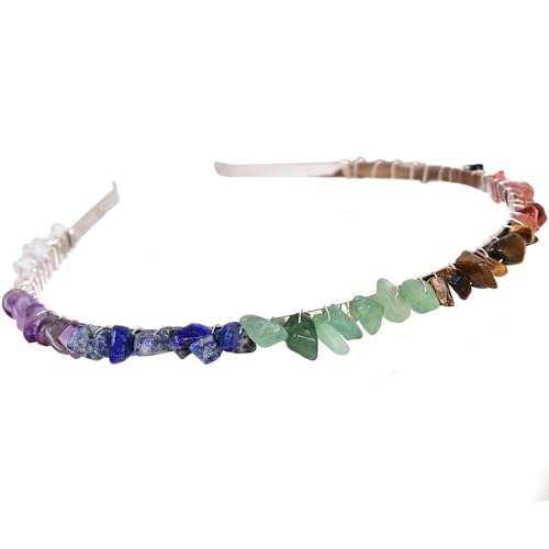 7 Chakra Crystal Crown Headband - Handmade Raw Quartz Tiara for Weddings & Parties