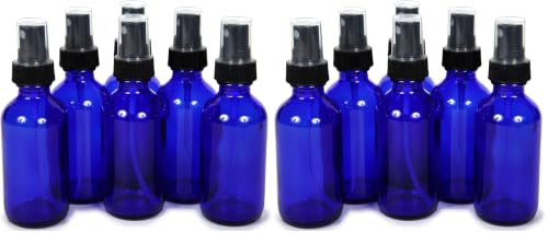Vivaplex 2 oz Cobalt Blue Glass Bottles with Fine Mist Sprayers - 6 Pack