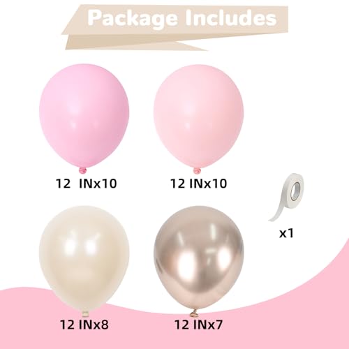 Pink and Gold Balloons 12 Inch for Birthday and Party Decor