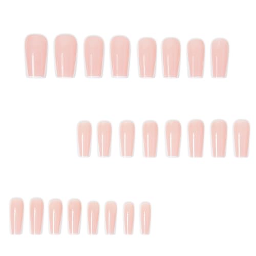 YUEJIMEIGUI White French Tips Press-On Nails Medium Square Reusable Fake Nails