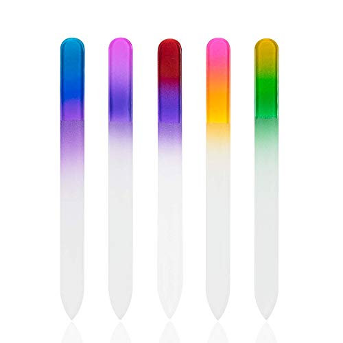 5-Pack Glass Nail Files with Cases - Double-Sided Crystal Nail Care