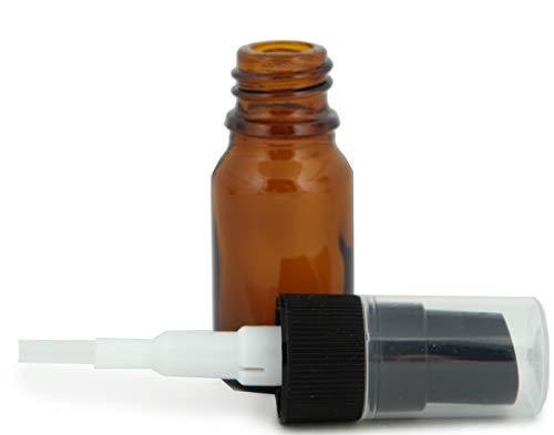 Vivaplex 10 ml Amber Glass Bottles with Black Fine Mist Sprayers – Pack of 24