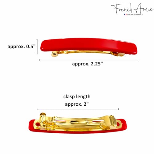 French Amie Red Cellulose Acetate Hair Clip Barrette 2.25 Inch Small