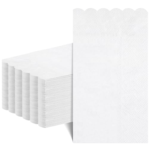 NatNarr 60 Pcs White Scalloped Disposable Napkins for Parties