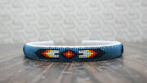 Trans-Blue Native American Southwestern Beaded Headband - Handmade Gift for Her, One Size