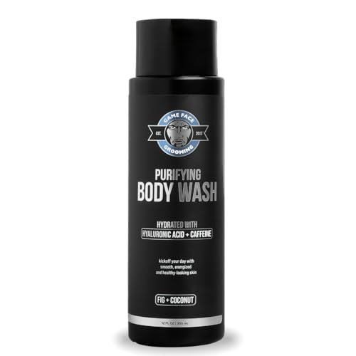 Men's Plant-Based Hydrating Body Wash with Exfoliation – Fig & Coconut Scent, 12 Fl Oz