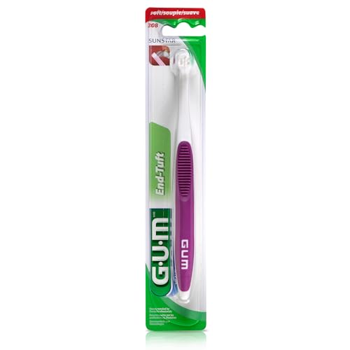 GUM End Tuft Toothbrush, Soft, Extra-Small Head, 1 Count (Pack of 1)