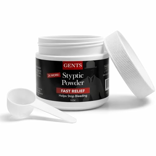 G.B.S Gents Styptic Powder - Quick Stop Bleeding First Aid with Sealed Top & Scoop - Fast Acting Nick Relief for Shaving Cuts, Nosebleeds, Emergency Kit (5oz