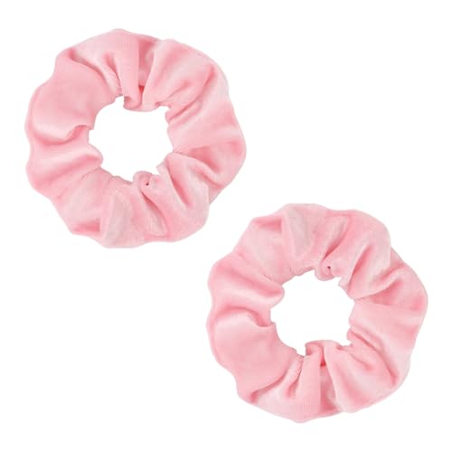 Semato Velvet Light Pink Scrunchies - 2 Pack Hair Ties for Women