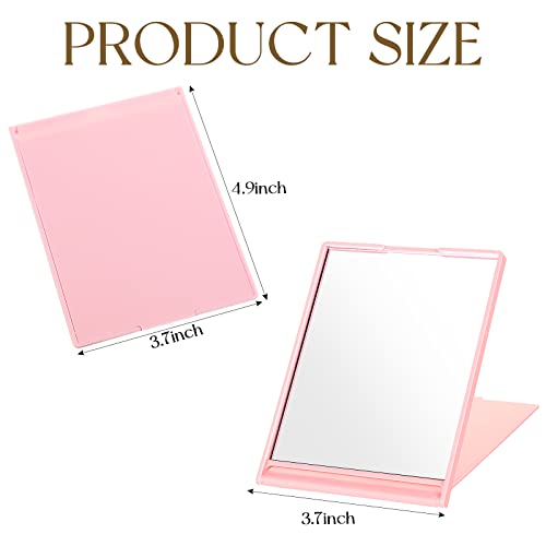 4 Pcs Portable Folding Travel Mirrors Set - Compact Makeup Mirrors in Pink, Black, White, and Green