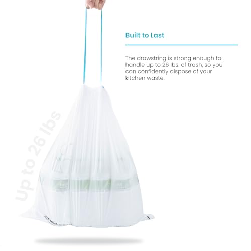 Home Zone Living 12 Gallon Trash Bags with Drawstring, 30-Count