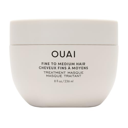 OUAI Fine to Medium Hair Treatment Mask - Lightweight Deep Conditioning Hair Mask with Shea Butter, Keratin & Panthenol - Helps Hydrate, Fight Frizz, Strengthen & Repair Damage (8 oz)