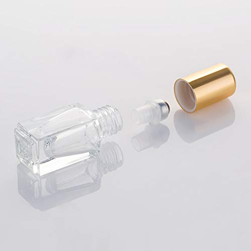10 Pack 3ml Glass Roll-On Bottles with Stainless Steel Balls & Gold Caps