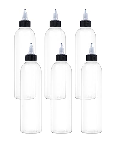 EOSAU 6 Pack 8oz Clear Plastic Squeeze Bottles with Twist Cap