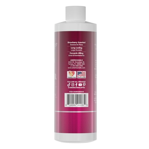 Acrylic Nail Monomer Liquid - Strawberry Scented, 8oz - Maximum Adhesion