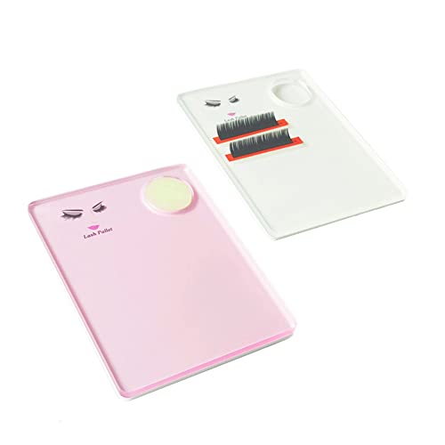 Pink Acrylic Eyelash Extension Pallet with Jade Stone Organizer - Reusable Grafting Pad
