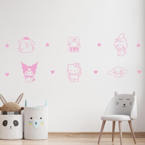 Sanrio Pack Vinyl Wall Decals - Cute 7" x 5" Stickers for Kids Room