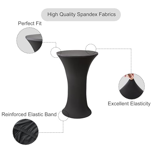 Black Spandex Cocktail Tablecloth 24x43 Inch Fitted Cover