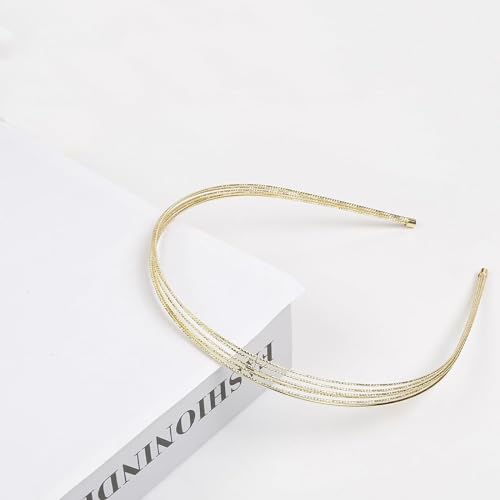 2 Pack Gold Multi-Layer Metal Headbands for Women