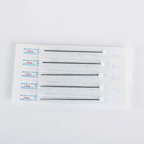 16G Body Piercing Needles 5-Pack for Ears Nose Lip Navel & Nipple Piercings
