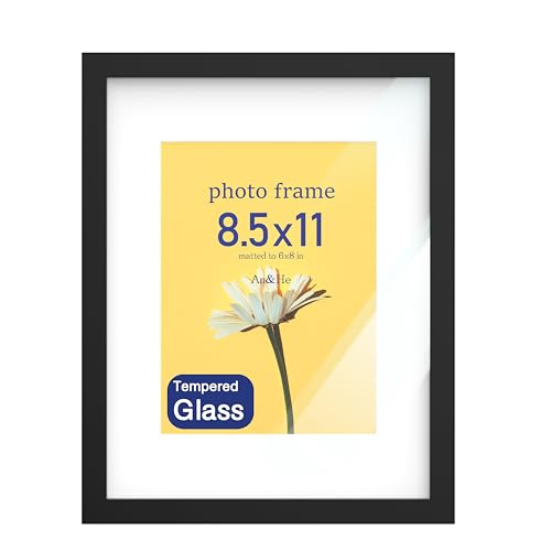 An&He 8.5 x 11 Black Wooden Picture Frame with HD Glass