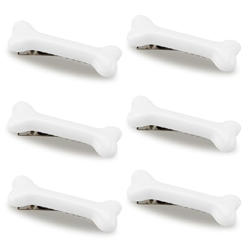 Bone Hair Clips - 6Pcs White Dog Bone Alligator Clips for Women