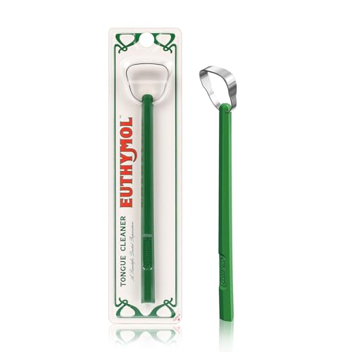 Euthymol Stainless Steel Tongue Scraper - Reduces Bad Breath & Improves Oral Hygiene