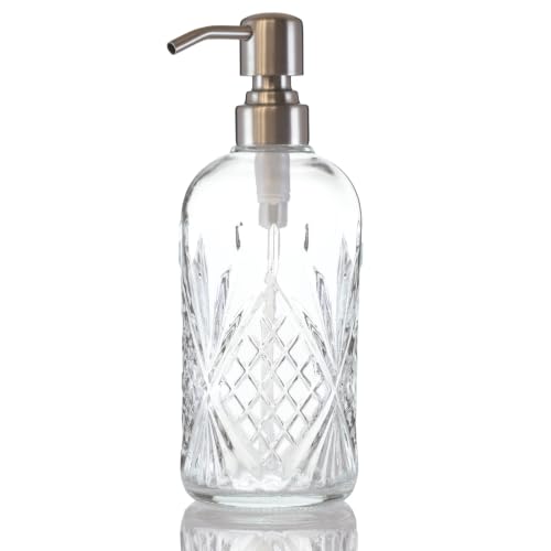Elegant Glass Soap Dispenser 17oz with Stainless Steel Pump