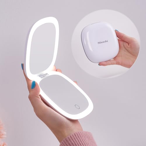 Mocado 4-Inch LED Compact Travel Mirror, 1X/10X Magnification, USB Rechargeable
