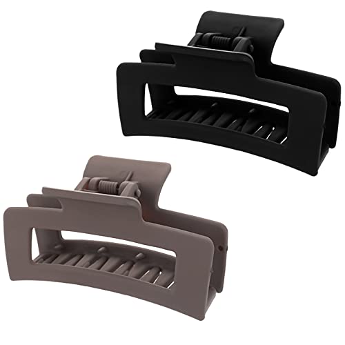 WLLHYF 2 Piece Square Claw Clip Set - 3.5 Inch Non-Slip Hair Clamps