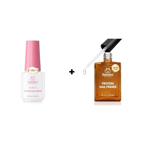 Beetles Protein Nail Dehydrator - 3-in-1 HEMA-Free Primer, 15ml Keratin-Infused Formula for Gel Polish Adhesion