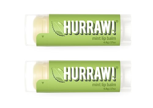 Hurraw! Organic Mint Lip Balm Set - 2 Pack, Certified Vegan & Cruelty-Free