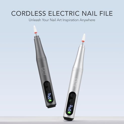 GAOY Cordless Silver Nail Drill with LED Display - 9 Speed Adjustable