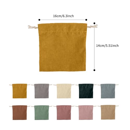 VIOCIWUO Mini Corduroy Drawstring Bag Set of 10 - Portable Cosmetic Storage