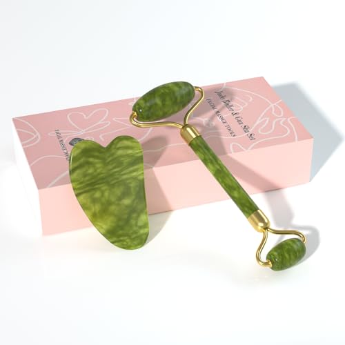 Gua Sha & Jade Roller Set for Face and Body - Grey