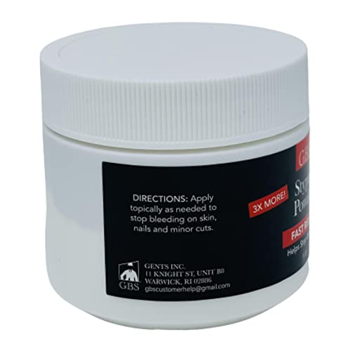 G.B.S Gents Styptic Powder - Quick Stop Bleeding First Aid with Sealed Top & Scoop - Fast Acting Nick Relief for Shaving Cuts, Nosebleeds, Emergency Kit (5oz