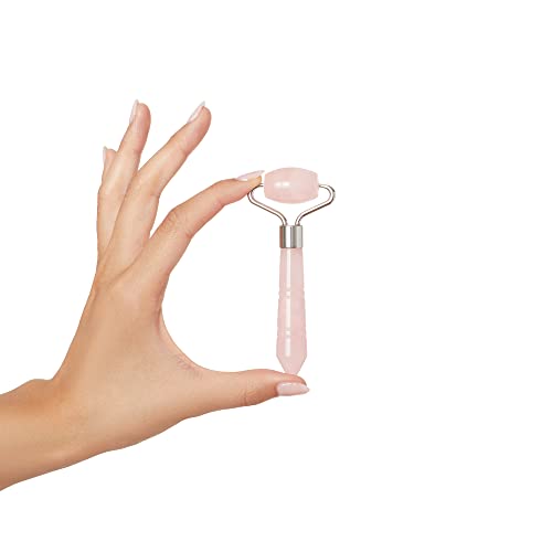Plum Beauty Mini Rose Quartz Face Roller 2-Pack for Skin Toning & Puffiness Reduction