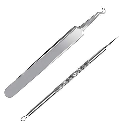FIXBODY Stainless Steel Blackhead & Splinter Remover Tool Kit - Pimple, Ingrown Hair, Acne, Comedone Extraction Tweezers