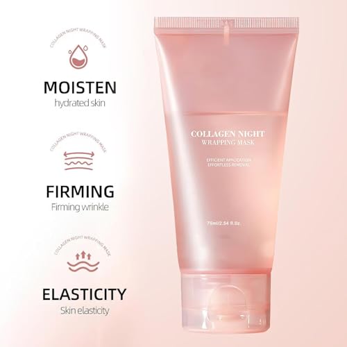 Hydrolyzed Collagen Night Face Mask for Skin Tightening & Hydration - 2.54 fl oz