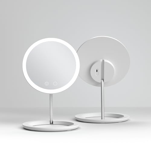 Vanpaga Rechargeable Travel Makeup Mirror with Lights, Adjustable Brightness & 3 Color Modes