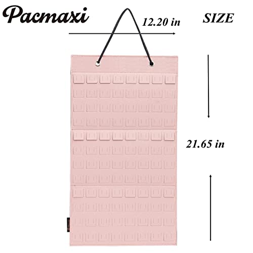 PACMAXI Hanging Brooch Pin Organizer - Holds 96 Pins, Pink