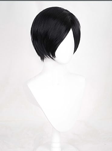 Osseoca Black Short Hair Wig with Side Part & Bangs, 11 Inch Bob for Cosplay & Fashion