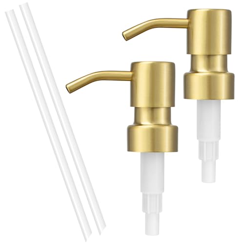 304 Stainless Steel Soap Dispenser Pump Replacement - 2 Pack, Brushed Gold