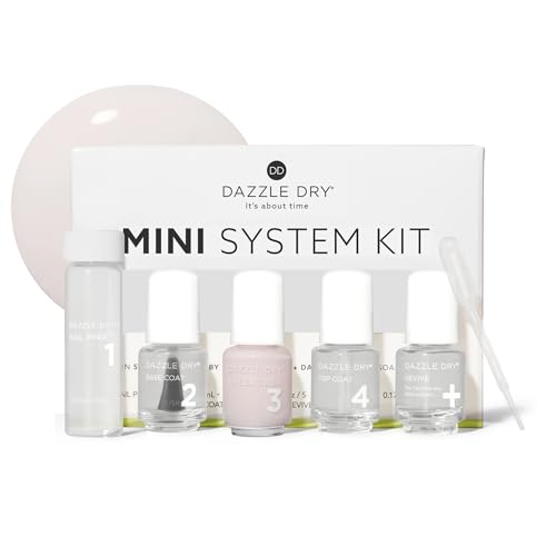 Dazzle Dry Mini Kit 4 Step System - Prima Ballerina, a sheer and milky delicate pink that makes a beautiful French base. (5 Piece Kit / 5 Manicures)