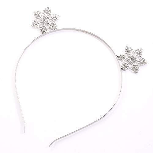 Urwomin Silver Christmas Reindeer Antler Headband with Rhinestones - Holiday Snowflake Hair Accessory
