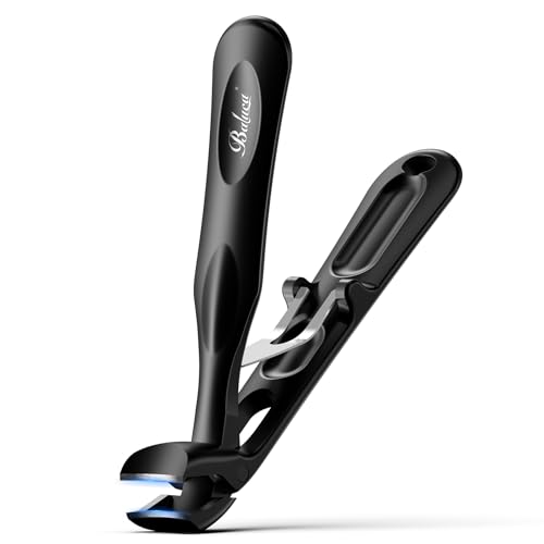 Baluca Black Medium Handle Ergonomic Toenail Clippers for Thick Nails - No Lock, Long Non-Slip Handles
