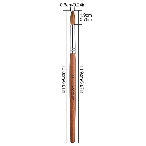 KADS 8# Kolinsky Acrylic Nail Brush - Oval Crimped RedWood Handle