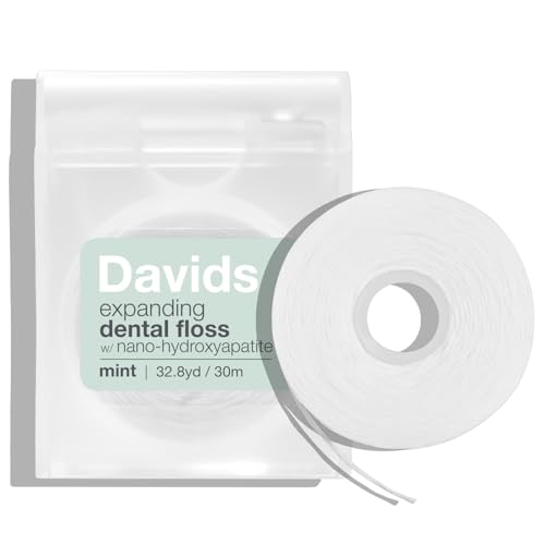 Davids Refillable Dental Floss Dispenser + Refill Waxed 66 yd No Break Strength