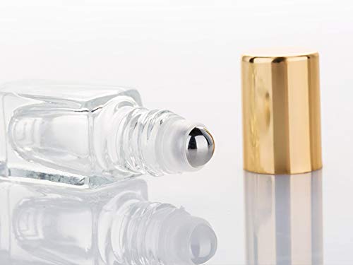 10 Pack 3ml Glass Roll-On Bottles with Stainless Steel Balls & Gold Caps