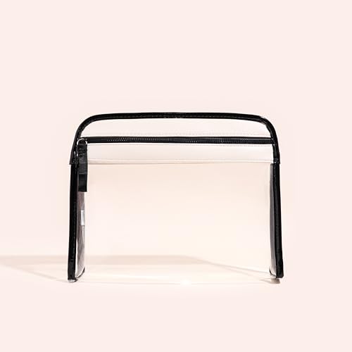 ZOOX Clarity Ivory Medium Toiletry Cosmetic Bag - TSA-Friendly Travel Case with Clear Window